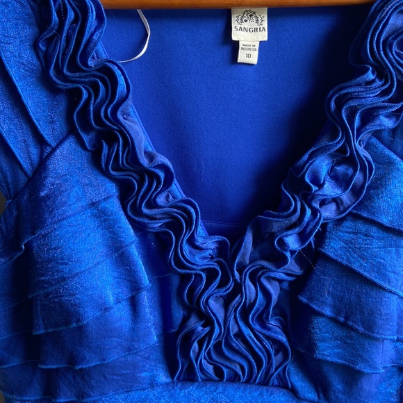 SANGRIA Blue Tiered Ruffle Dress Size 10 - Picture 7 of 9